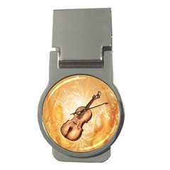 Wonderful Violin With Violin Bow On Soft Background Money Clips (round) 