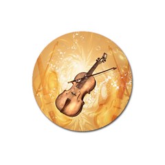 Wonderful Violin With Violin Bow On Soft Background Magnet 3  (round) by FantasyWorld7