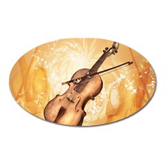 Wonderful Violin With Violin Bow On Soft Background Oval Magnet by FantasyWorld7