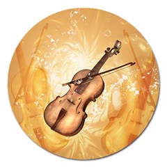 Wonderful Violin With Violin Bow On Soft Background Magnet 5  (round) by FantasyWorld7