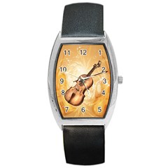 Wonderful Violin With Violin Bow On Soft Background Barrel Metal Watches by FantasyWorld7