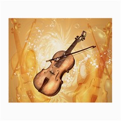 Wonderful Violin With Violin Bow On Soft Background Small Glasses Cloth by FantasyWorld7