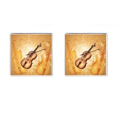 Wonderful Violin With Violin Bow On Soft Background Cufflinks (square)