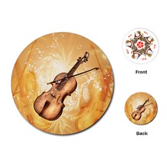 Wonderful Violin With Violin Bow On Soft Background Playing Cards (round)  by FantasyWorld7