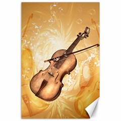 Wonderful Violin With Violin Bow On Soft Background Canvas 24  X 36 