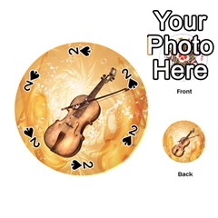 Wonderful Violin With Violin Bow On Soft Background Playing Cards 54 (round) 