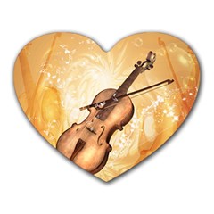 Wonderful Violin With Violin Bow On Soft Background Heart Mousepads by FantasyWorld7