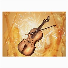 Wonderful Violin With Violin Bow On Soft Background Large Glasses Cloth by FantasyWorld7