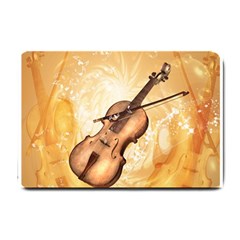 Wonderful Violin With Violin Bow On Soft Background Small Doormat 