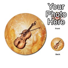 Wonderful Violin With Violin Bow On Soft Background Multi-purpose Cards (round)  by FantasyWorld7