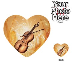 Wonderful Violin With Violin Bow On Soft Background Multi-purpose Cards (heart)  by FantasyWorld7