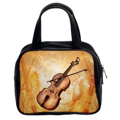 Wonderful Violin With Violin Bow On Soft Background Classic Handbags (2 Sides) by FantasyWorld7