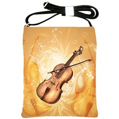 Wonderful Violin With Violin Bow On Soft Background Shoulder Sling Bags by FantasyWorld7