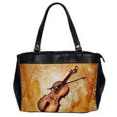 Wonderful Violin With Violin Bow On Soft Background Office Handbags by FantasyWorld7