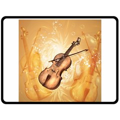 Wonderful Violin With Violin Bow On Soft Background Fleece Blanket (large)  by FantasyWorld7