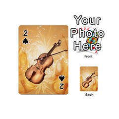 Wonderful Violin With Violin Bow On Soft Background Playing Cards 54 (mini)  by FantasyWorld7