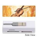 Wonderful Violin With Violin Bow On Soft Background Memory Card Reader (Stick)  Front