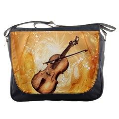 Wonderful Violin With Violin Bow On Soft Background Messenger Bags by FantasyWorld7