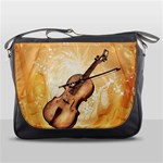 Wonderful Violin With Violin Bow On Soft Background Messenger Bags Front