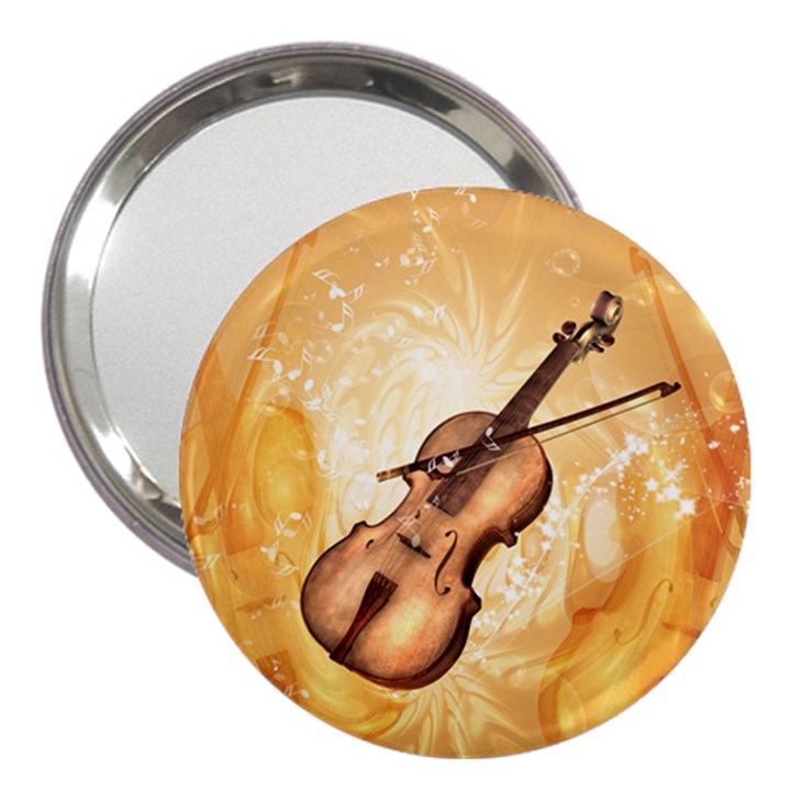 Wonderful Violin With Violin Bow On Soft Background 3  Handbag Mirrors