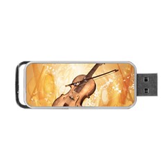 Wonderful Violin With Violin Bow On Soft Background Portable Usb Flash (one Side) by FantasyWorld7