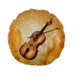 Wonderful Violin With Violin Bow On Soft Background Standard 15  Premium Round Cushions Front