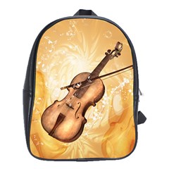 Wonderful Violin With Violin Bow On Soft Background School Bags (xl)  by FantasyWorld7