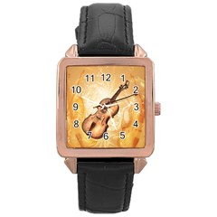 Wonderful Violin With Violin Bow On Soft Background Rose Gold Watches by FantasyWorld7