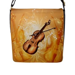 Wonderful Violin With Violin Bow On Soft Background Flap Messenger Bag (l) 