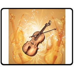 Wonderful Violin With Violin Bow On Soft Background Double Sided Fleece Blanket (medium) 