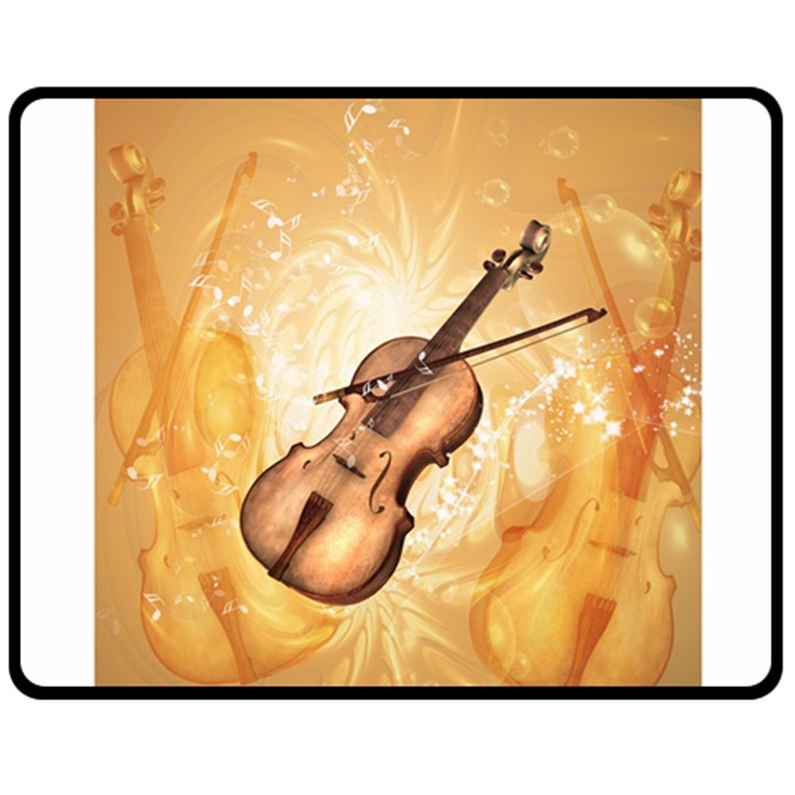 Wonderful Violin With Violin Bow On Soft Background Double Sided Fleece Blanket (Medium) 