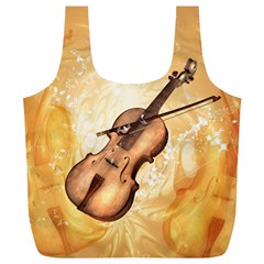 Wonderful Violin With Violin Bow On Soft Background Full Print Recycle Bags (l)  by FantasyWorld7