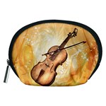 Wonderful Violin With Violin Bow On Soft Background Accessory Pouches (Medium)  Front