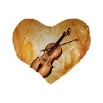 Wonderful Violin With Violin Bow On Soft Background Standard 16  Premium Flano Heart Shape Cushions Back