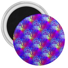 Rainbow Led Zeppelin Symbols 3  Button Magnet