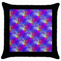 Rainbow Led Zeppelin Symbols Black Throw Pillow Case by SaraThePixelPixie