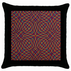 Trippy Tartan Black Throw Pillow Case by SaraThePixelPixie