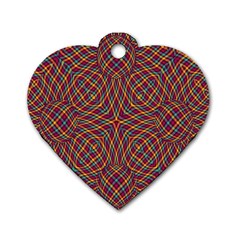 Trippy Tartan Dog Tag Heart (one Sided)  by SaraThePixelPixie