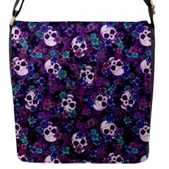 Flowers And Skulls Flap Closure Messenger Bag (small) by Ellador