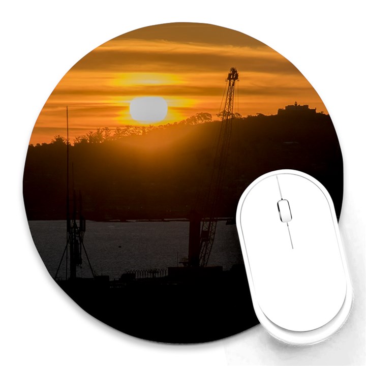 Aerial View Sunset Scene Of Montevideo Uruguay Round Mousepads