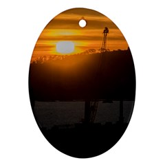 Aerial View Sunset Scene Of Montevideo Uruguay Oval Ornament (two Sides)