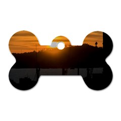 Aerial View Sunset Scene Of Montevideo Uruguay Dog Tag Bone (one Side)