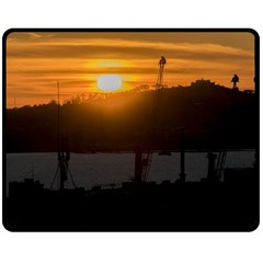 Aerial View Sunset Scene Of Montevideo Uruguay Double Sided Fleece Blanket (medium) 