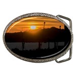 Aerial View Sunset Scene Of Montevideo Uruguay Belt Buckles Front