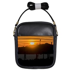 Aerial View Sunset Scene Of Montevideo Uruguay Girls Sling Bags