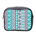 Blue Pink Pattern Mini Travel Toiletry Bag (Two Sides) Front