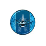 Surf, Surfboard With Water Drops On Blue Background Hat Clip Ball Marker Front