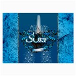 Surf, Surfboard With Water Drops On Blue Background Large Glasses Cloth (2-Side) Front