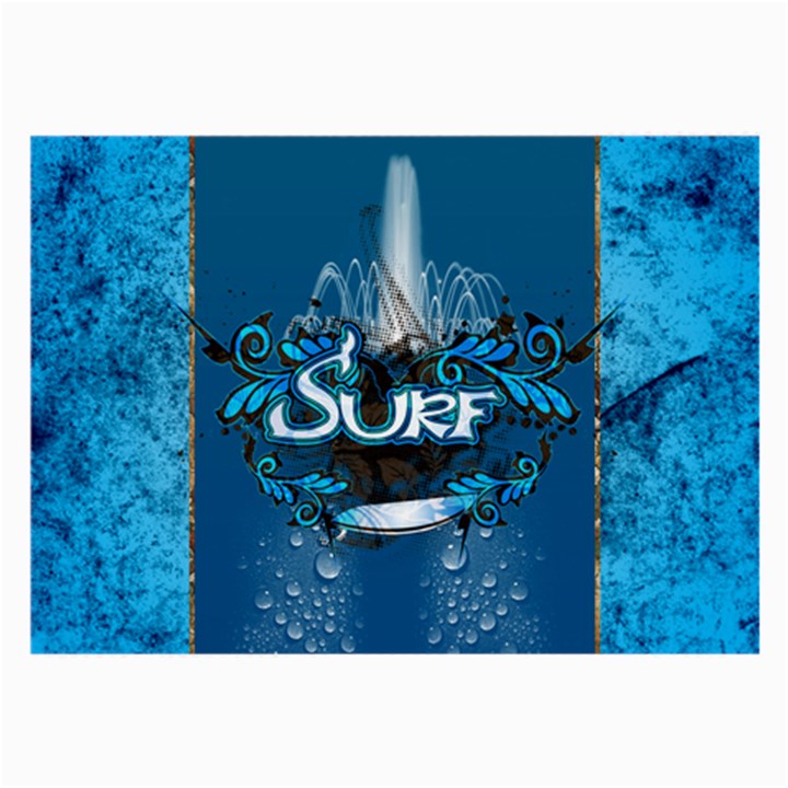 Surf, Surfboard With Water Drops On Blue Background Large Glasses Cloth (2-Side)