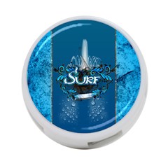 Surf, Surfboard With Water Drops On Blue Background 4-port Usb Hub (one Side) by FantasyWorld7